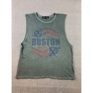Topshop Petite Tank Top Women‎ US 8 Boston USA 1980 Graphic Sleeveless Green